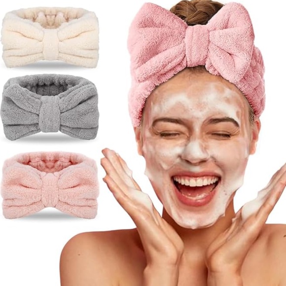 NWT Spa Fleece Make-Up Hair Bands With Bows - Picture 1 of 3